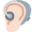 ear with hearing aid, light skin tone